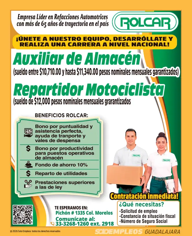 Vacante de empleo en Guadalajara publicada el 2026-06-12 en Solo Empleos