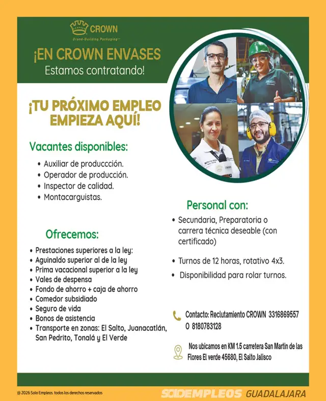 Vacante de empleo en Guadalajara publicada el 2026-06-12 en Solo Empleos