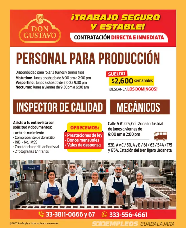Vacante de empleo en Guadalajara publicada el 2026-06-12 en Solo Empleos