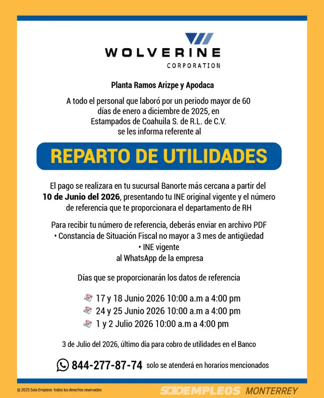 Vacante de empleo en Monterrey publicada el 2026-06-12 en Solo Empleos