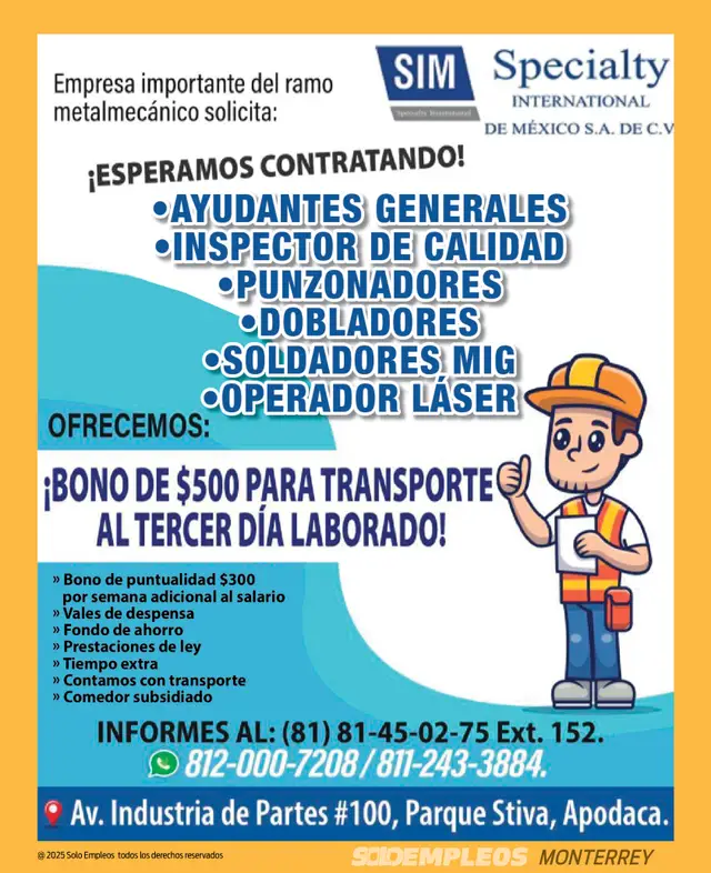 Vacante de empleo en Monterrey publicada el 2026-06-12 en Solo Empleos