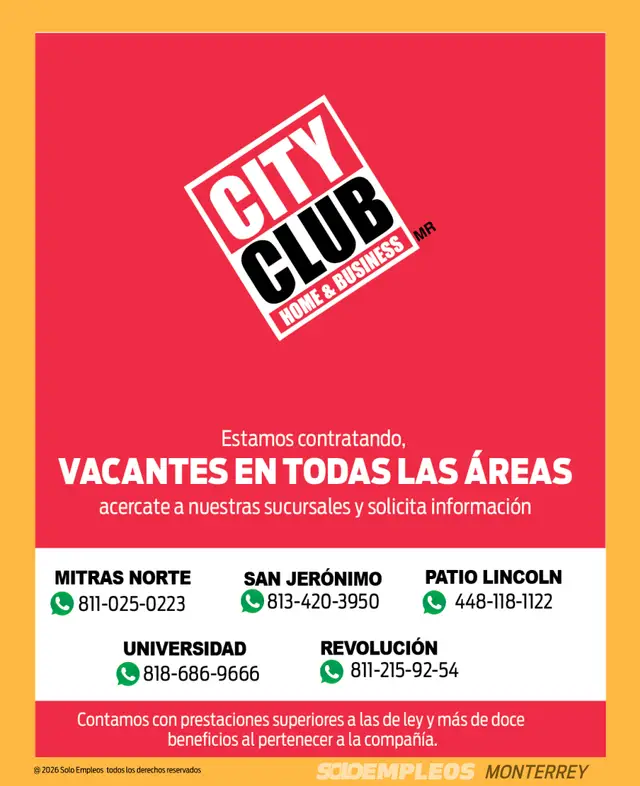 Vacante de empleo en Monterrey publicada el 2026-06-12 en Solo Empleos